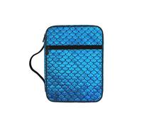 OKFSTY Blue Fish Scale Stylish Printed Bible Bag with Smooth Zippers & Multi-Pockets Compact Organizer for Religious Study
