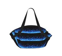 OKFSTY Blue Flame 2-in-1 Foldable Camping Tote Bag, 37'' Stylish Printed Beach Blanket for Outdoor Picnic Travel