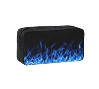 OKFSTY Blue Flame Printed School Stationery Pouch Roomy Pencil Organizer Durable Zip Bag Polyester Case for Daily Carry