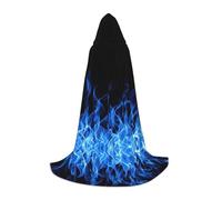 OKFSTY Blue Flame Printing Hooded Cape For Teenagers,Halloween Hooded Cape For Teenagers, Suitable For Themed Parties,Comic Con