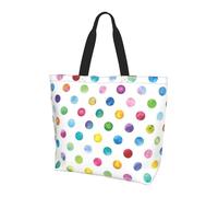 OKFSTY Blue Polka Dot Pattern Printed Reusable Shoulder Bag For Women, Large Tote Shopping Bag With Pocket, Trendy Handbag For Work Gym Travel