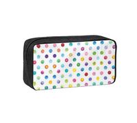 OKFSTY Blue Polka Dot Pattern Printed School Stationery Pouch Roomy Pencil Organizer Durable Zip Bag Polyester Case for Daily Carry