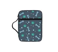 OKFSTY Bones and Dog Claws Stylish Printed Bible Bag with Smooth Zippers & Multi-Pockets Compact Organizer for Religious Study