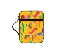 OKFSTY Cactus Hat and Chili Pepper Stylish Printed Bible Bag with Smooth Zippers & Multi-Pockets Compact Organizer for Religious Study