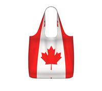 OKFSTY Canadian Flag Print Printed Reusable Tote 25l Polyester Grocery Shopper Packable Washable Modern Carryall