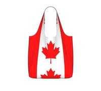 OKFSTY Canadian Flag Print Printed Reusable Tote 25l Polyester Grocery Shopper Packable Washable Modern Carryall