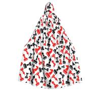 OKFSTY Chess Pattern Masquerade Party Costume Cape,Adult Hooded Cloak,For Gothic Medieval Renaissance Wear
