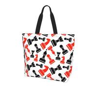 OKFSTY Chess Pattern Printed Reusable Shoulder Bag For Women, Large Tote Shopping Bag With Pocket, Trendy Handbag For Work Gym Travel
