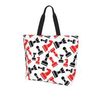OKFSTY Chess Pattern Printed Reusable Shoulder Bag For Women, Large Tote Shopping Bag With Pocket, Trendy Handbag For Work Gym Travel