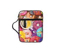 OKFSTY Coffee and Donuts Stylish Printed Bible Bag with Smooth Zippers & Multi-Pockets Compact Organizer for Religious Study