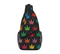 OKFSTY Colorful Cannabis Leaves Printing Cross Chest Bag Diagonally Cute Prints Suitable For Men Outdoor Hiking Daily Travel Long Trips