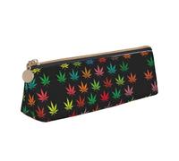 OKFSTY Colorful Cannabis Leaves School Pencil Case,Aesthetic with Triangular Design Pen Pouch for Kids for Brushes,Pencils