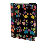 OKFSTY Colorful Dog Paw Printing Fashion Passport Holder Personalized Printed Cowhide Id Holder Travel Passport Cover 5.5 in
