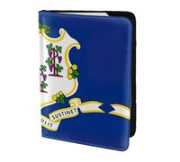 OKFSTY Connecticut State Flag Printing Fashion Passport Holder Personalized Printed Cowhide Id Holder Travel Passport Cover 5.5 in