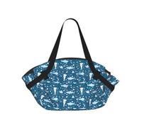 OKFSTY Cute Blue Fish 2-in-1 Foldable Camping Tote Bag, 37'' Stylish Printed Beach Blanket for Outdoor Picnic Travel