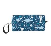 OKFSTY Cute Blue Fish Print Minimalist Carry Bag, Large Capacity Tote. Compact Storage Pouch for Gym, Work, and Weekend Trips