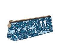 OKFSTY Cute Blue Fish School Pencil Case,Aesthetic with Triangular Design Pen Pouch for Kids for Brushes,Pencils