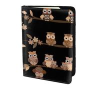 OKFSTY Cute Brown Cartoon Owls Printing Fashion Passport Holder Personalized Printed Cowhide Id Holder Travel Passport Cover 5.5 in