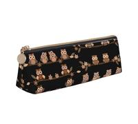 OKFSTY Cute Brown Cartoon Owls School Pencil Case,Aesthetic with Triangular Design Pen Pouch for Kids for Brushes,Pencils