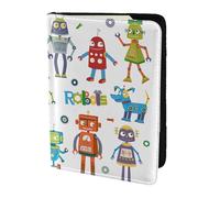 OKFSTY Cute Cartoon Robots Printing Fashion Passport Holder Personalized Printed Cowhide Id Holder Travel Passport Cover 5.5 in