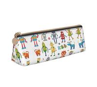 OKFSTY Cute Cartoon Robots School Pencil Case,Aesthetic with Triangular Design Pen Pouch for Kids for Brushes,Pencils