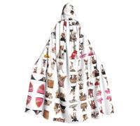 OKFSTY Cute Chihuahua Pug Pattern Printing Adult Halloween Large Hooded Cloak 57.8 Inches Length, Suitable For Masquerade Costumes, Comic Con