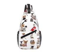 OKFSTY Cute Chihuahua Pug Pattern Printing Cross Chest Bag Diagonally Cute Prints Suitable For Men Outdoor Hiking Daily Travel Long Trips