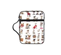 OKFSTY Cute Chihuahua Pug Pattern Stylish Printed Bible Bag with Smooth Zippers & Multi-Pockets Compact Organizer for Religious Study