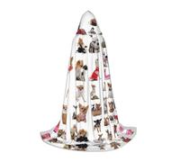 OKFSTY Cute Chihuahua Pug Pattern Teen Hooded Cape For Halloween Party Witch Vampire Wizard Masquerade Ball Costume Cosplay Gear