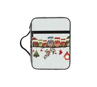 OKFSTY Cute Christmas Owls on Branch Stylish Printed Bible Bag with Smooth Zippers & Multi-Pockets Compact Organizer for Religious Study