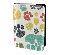 OKFSTY Cute Colorful Dog Paw Printing Fashion Passport Holder Personalized Printed Cowhide Id Holder Travel Passport Cover 5.5 in