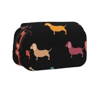OKFSTY Cute Dachshound Dogs Printing Double Layer Pen Pencil Case,Large Capacity Storage Pen Pouch for School Supplies for Kids