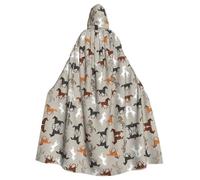 OKFSTY Cute Horse Masquerade Party Costume Cape,Adult Hooded Cloak,For Gothic Medieval Renaissance Wear
