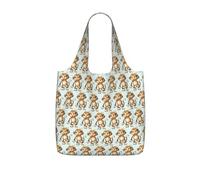 OKFSTY Cute Monkey Print Printed Reusable Tote 25l Polyester Grocery Shopper Packable Washable Modern Carryall
