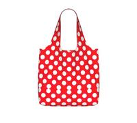 OKFSTY Cute Polka Dot Print Printed Reusable Tote 25l Polyester Grocery Shopper Packable Washable Modern Carryall