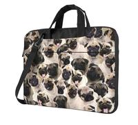 OKFSTY Cute Pug Print Soft Fabric Laptop Bag Oxford Cloth Shoulder Tote Comfortable Padded Case For Everyday Use