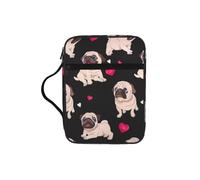 OKFSTY Cute Pug Stylish Printed Bible Bag with Smooth Zippers & Multi-Pockets Compact Organizer for Religious Study
