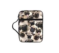 OKFSTY Cute Pug Stylish Printed Bible Bag with Smooth Zippers & Multi-Pockets Compact Organizer for Religious Study