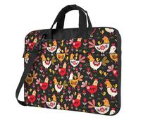 OKFSTY Cute Rooster Chickens Print Soft Fabric Laptop Bag Oxford Cloth Shoulder Tote Comfortable Padded Case For Everyday Use