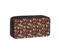 OKFSTY Cute Rooster Chickens Printed School Stationery Pouch Roomy Pencil Organizer Durable Zip Bag Polyester Case for Daily Carry