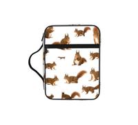 OKFSTY Cute Squirrel Stylish Printed Bible Bag with Smooth Zippers & Multi-Pockets Compact Organizer for Religious Study