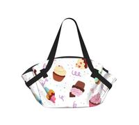 OKFSTY Delicious Cupcakes 2-in-1 Foldable Camping Tote Bag, 37'' Stylish Printed Beach Blanket for Outdoor Picnic Travel