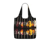 OKFSTY Electric Guitar Print Printed Reusable Tote 25l Polyester Grocery Shopper Packable Washable Modern Carryall