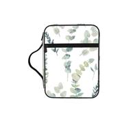 OKFSTY Eucalyptus Leaves Stylish Printed Bible Bag with Smooth Zippers & Multi-Pockets Compact Organizer for Religious Study