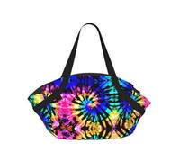 OKFSTY Exotic Tribe Tie Dye Style 2-in-1 Foldable Camping Tote Bag, 37'' Stylish Printed Beach Blanket for Outdoor Picnic Travel