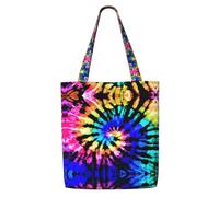 OKFSTY Exotic Tribe Tie Dye Style Canvas Tote Bag, Pockets, Durable, Lightweight, Polyester Shopping Cloth Bag, Gifts