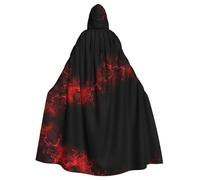 OKFSTY Explosion Burst Red Black Printing Adult Halloween Large Hooded Cloak 57.8 Inches Length, Suitable For Masquerade Costumes, Comic Con