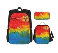 OKFSTY Fantastic Parrot Feather 3pcs Backpack, 16" Boys Preschool Elementary Bookbag and Lunch Box Light Weight