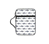 OKFSTY Fish and Shark Stylish Printed Bible Bag with Smooth Zippers & Multi-Pockets Compact Organizer for Religious Study