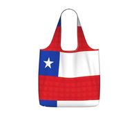 OKFSTY Flag Of Chile Print Printed Reusable Tote 25l Polyester Grocery Shopper Packable Washable Modern Carryall